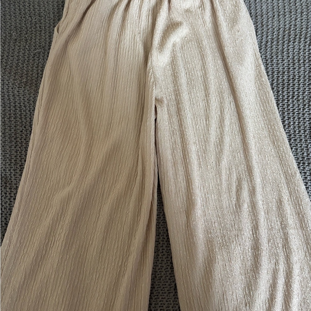 Elegant Cream Wide-Leg Pants